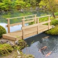 Outsunny 7' Garden Bridge Wooden Footbridge for Backyard Ponds, Creeks, Streams, Natural(m-2)
