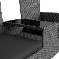 Outsunny Patio Furniture w/ Mid-Table PE Rattan Loveseat w/ Cushion, Black(m-9)