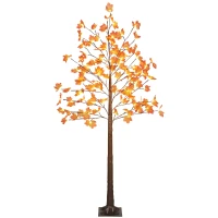 HOMCOM 6FT Artificial Lighted Maple Tree with 96 LED Lights, Daily Timer, Fall Decoration with Bendable Branches(m-13)