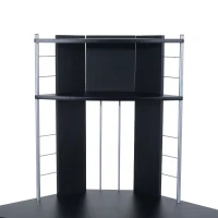 HomCom 45" Arch Tower Compact Modern Corner Computer Workstation Desk With Keyboard Tray And Shelves - Black(m-6)