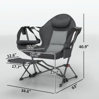 Outsunny Hammock Camping Chair Set of 2, Adjustable Back Folding Swinging Hammock Chair with Cup Holder, Padded Seat, Dark Gray(m-3)
