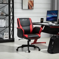 Vinsetto Ergonomic Racing Gaming Chair Faux Leather Office Computer Desk Chair with Mid Back, Armrest, and Adjustable Height, Red(m-2)