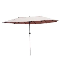 Outsunny Patio Umbrella 15' Outdoor with Twin Canopy Sunshade(m-1)