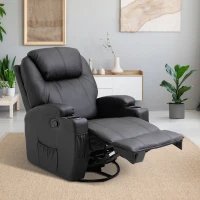 HOMCOM Faux Leather Heated Massage Recliner Chair with Remote - Black(m-10)