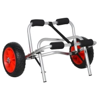 Soozier Foldable Kayak Cart, Aluminum Boat Canoe Carrier Tote Dolly Trolley Transport Trailer NO-Flat Wheel Silver(m-2)