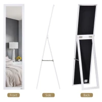HOMCOM Full Length Glass Mirror, Freestanding or Wall Mounted Dress Mirror for Bedroom, Living Room, Bathroom, White(m-7)