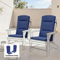 Outsunny Patio Chair Cushions for Adirondack Chair Replacement Cushions with Back and Ties, Set of 2, Navy Blue(m-7)