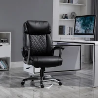 Vinsetto High Back 6-Point Massage Home Office Chair, Swivel Faux Leather Task Chair with Headrest, and Padded Armrests, Black(m-10)