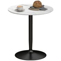 HOMCOM Modern Kitchen Table for 2 People, Round Dining Table with Steel Base for Living Room, Dining Room, White Marble(m-9)