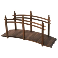 Outsunny 7.5' Fir Wood Garden Bridge Arc Walkway with Side Railings, for Backyards, Gardens, & Streams, Carbonized(m-9)