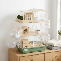 PawHut Large Hamster Cage, 3 Tiers Acrylic Hamster Habitat with Water Bottles, Running Wheel for Pet Mice, Dwarf Hamster(m-8)