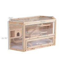 PawHut 3-Tier Extra Large Wooden Hamster Cage with Seesaws, Small Animal Cage and Habitat, Mice, Rat, Gerbil, & Hamster Habitat, Ladder, Feeding Bowl, Openable Top and Front Door(m-5)