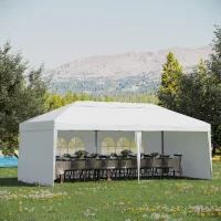 Outsunny 10' x 20' Pop Up Canopy Tent with 4 Sidewalls, Outdoor Portable Instant Canopy Shelter for Parties, Outdoor Instant Gazebo with Carry Bag for Garden, Patio, White(m-2)
