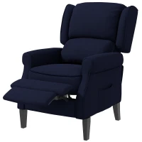 HOMCOM Push Back Recliner Chair, Vibration Massage Recliner for Living Room with Extendable Footrest, Remote, Pocket, Blue(m-2)