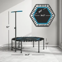 Soozier 45" Rebounder Trampoline for Adults, Quiet Bungee Rebounder with LED Lights and Adjustable Handle, Blue(m-3)