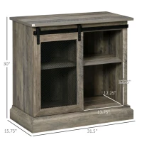 HOMCOM Farmhouse Buffet Cabinet Kitchen Sideboard with Sliding Barn Door and Adjustable Shelves for Living Room Natural(m-3)