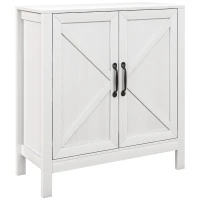HOMCOM Sideboard Buffet, Kitchen Storage Cabinet with Barn Door and Adjustable Shelves, Storage Pantry, White Wood Grain(m-9)