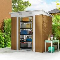 Outsunny 6' x 4' Outdoor Storage Shed, Metal Garden Shed with Lockable Sliding Doors and Vents, Yellow(m-8)