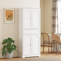 HOMCOM 72.4" Tall Kitchen Pantry Cabinet, Modern Freestanding Storage Cabinet with Shaker Doors and Adjustable Shelves, White(m-8)