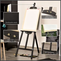 HOMCOM A-Frame Easel of Maximum Height 53", Holds Canvases Up to 43", Painting Studio Art Easel that Tilts up to 90° Degrees for Adults, Beginners, Students, Black(m-6)
