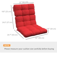 Outsunny 2-Piece Back Seat Cushion Replacement, Outdoor Patio Chair Cushions Set with Ties, Button Tufted, Red(m-3)