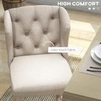 HOMCOM Counter Height Bar Stools Set of 2, Upholstered Bar Chairs with Nailhead Backrest and Footrest, Modern Barstools for Kitchen, Dining Room, Beige(m-6)