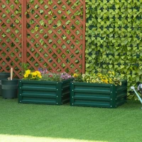 Outsunny 2' x 2' x 1' 2-Piece Raised Garden Bed Box with Steel Frame for Vegetables, Flowers, & Herbs, Green(m-2)