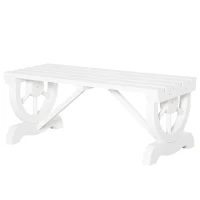 Outsunny Rustic Wood Wheel Outdoor Garden Bench for 2-Person with a Unique Wheel Design on the Legs & Strong Build, White(m-2)