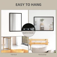HOMCOM 20" x 28" Bathroom Mirror for Wall, Rectangular Mirror for Living Room, Bedroom, Entryway, Black(m-5)
