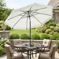Outsunny 8.5 ft Outdoor Market Table Umbrella, Round Patio Umbrella with Tilt and Crank for Garden, Backyard, Deck, Cream White(m-8)