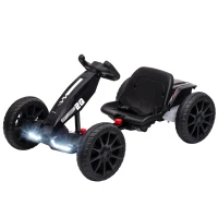 Qaba 12V Electric Go Kart for Kids with Dual Motors, Adjustable Seat, Soft Start, LED Lights, EVA Wheels, for Age 3-6, Black(m-1)