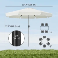Outsunny 8.5 ft Outdoor Market Table Umbrella, Round Patio Umbrella with Tilt and Crank for Garden, Backyard, Deck, Cream White(m-3)