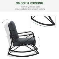 Outsunny 3-Piece Patio Bistro Set Outdoor Rocking Coffee Table Chair Set with Curved Base, Soft Cushions, Steel Frame, Black(m-5)