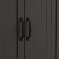 HOMCOM 60" 4-Door Storage Cabinet Multi-Storey Large Space Pantry with Adjustable Shelves Black(m-11)