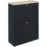 HOMCOM Slim Shoe Storage Cabinet, Modern Shoe Cabinet with 2 Flip Drawers and Adjustable Shelves for 8-12 Pairs, Black(m-11)