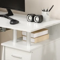 HOMCOM 47" Computer Desk with Keyboard Tray and Storage Drawers, Home Office Workstation Table with Storage Shelves, White(m-7)