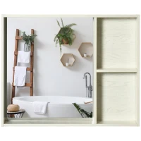kleankin 31.5" x 25.5" Medicine Cabinet with Mirror, 2-Tier Storage Shelf, Wall Mounted Bathroom Cabinet, White(m-11)