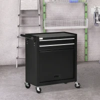 DURHAND 2-Drawer Rolling Tool Chest on Wheels, Metal Tool Cabinet for Warehouse, Workshop and Garage, Black(m-8)