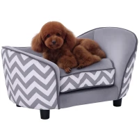 PawHut Pet Sofa Elevated Dog Bed Raised Cat Couch Puppy Furniture for Small Sized Dogs with Storage Removable Cushion Cover Grey(m-2)