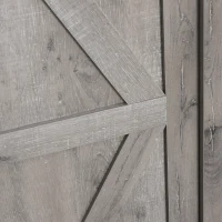 HOMCOM Farmhouse Accent Cabinet, Kitchen Cupboard Storage Cabinet with Barn Door and Adjustable Shelf, Gray Oak(m-8)