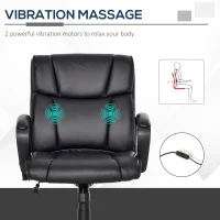 Vinsetto Mid Back Home Office Chair with 2-Point Lumbar Massage, USB Power, Faux Leather Desk Computer Chair, Black(m-4)