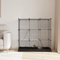 PawHut 31 Panels Pet Playpen with Water-resistant Cloth, Small Animal Playpen, Portable Metal Wire Yard for Ferrets, Chinchillas, Squirrels, with Doors, Ramps, Covered with Soft Fabric(m-10)