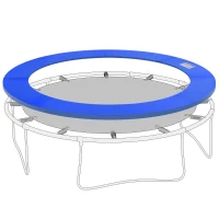 HOMCOM ⌀8ft Trampoline Pad ⌀96" Spring Safety Replacement Gym Bounce Jump Cover EPE Foam, No Holes for Pole, Blue(m-11)