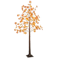 HOMCOM 6FT Artificial Lighted Maple Tree with 96 LED Lights, Daily Timer, Fall Decoration with Bendable Branches(m-2)