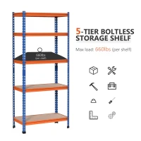 HOMCOM 5-Tier Heavy Duty Garage Shelf, Metal Shelving Unit with Adjustable Shelves, Metal Frame, 31.5"x15.75"x71.75", 3300 lbs Capacity for Workshop, Shed, Office(m-6)