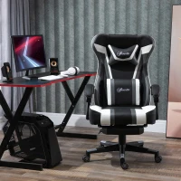 Vinsetto High Back Gaming Chair, Racing Style Ergonomic Computer Desk Chair with Adjustable Height, Retractable Footrest, Headrest and Lumbar Support, Grey(m-7)