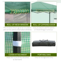 Outsunny 10' x 8' Portable Walk-in Greenhouse, Folding Pop-up, Outdoor Canopy Hot House, Roll-Up Zipper Door & 2 Ventilating Side Windows for Growing Flowers, Herbs, Vegetables, Saplings, Succulents(m-11)