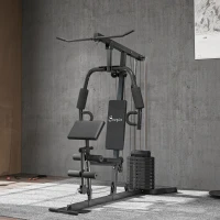 Soozier Home Gym System, Multifunction Workout Station with 100Lbs Weight Stack, 100Lbs Resistance for Full Body Workout Machine(m-8)