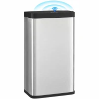 HOMCOM 12 Gallon (45 L) Sensor Can, Automatic Garbage Can with Soft-Close Lid, Fingerprint-Proof Stainless Steel, Silver(m-9)