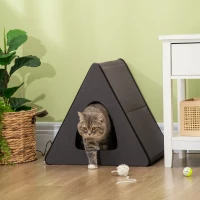 PawHut Heated Cat House A-Frame Pet Shelter with Zippered Water-resistant Roof for Indoor and Outdoor(m-2)
